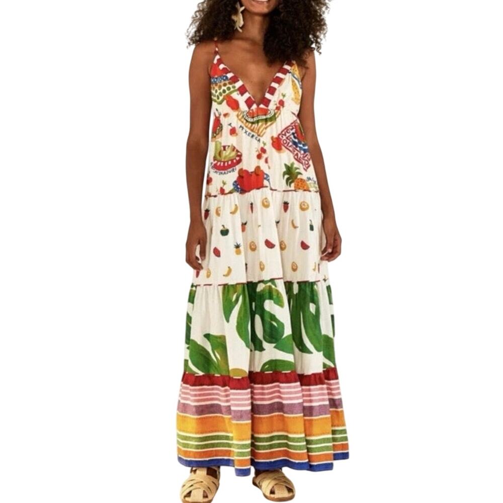 FARM RIO Mixed Picnic Maxi Dress Size XL New with Tag Sold out online - Picture 1 of 16